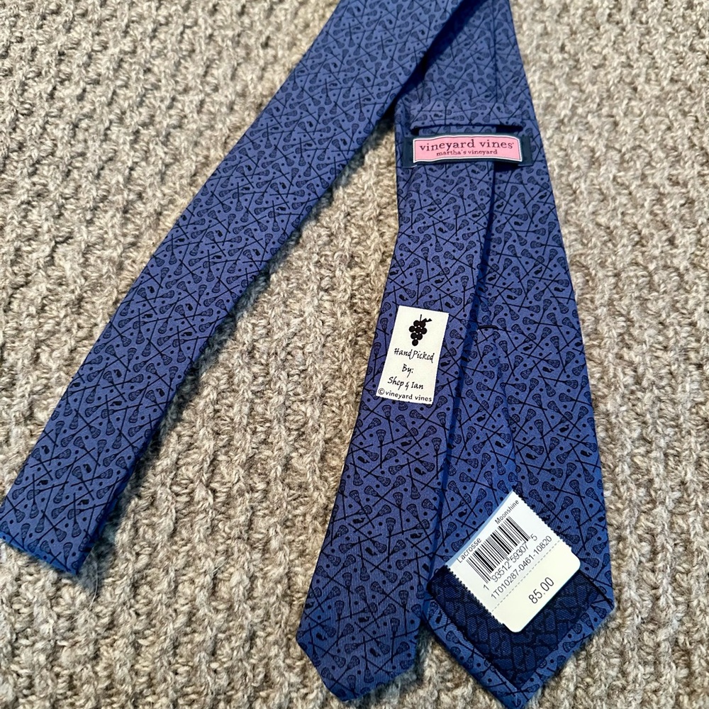 New Vineyard Vines Blue Patterned Tie lacrosse st… - image 2